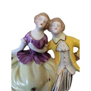 Vintage Victorian couple  courting man lady  5.5 x 4.5 inches
